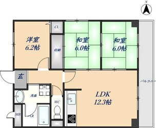 東花園駅 徒歩14分 6階の物件間取画像